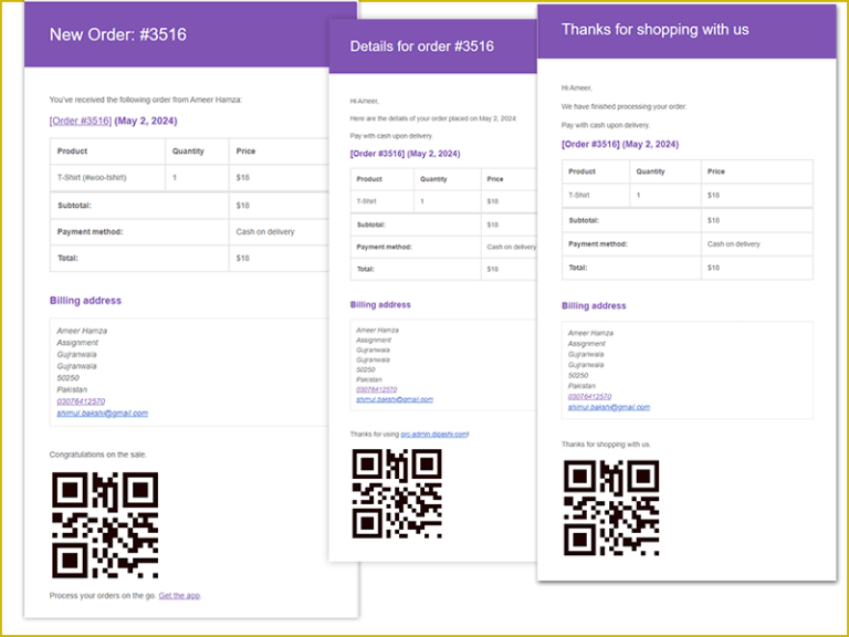 How to display QR code in WooCommerce Order Email – WordPress QR Code